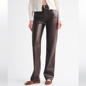 Abercrombie & Fitch 90’s Straight Ultra High Rise Brown Leather Pants